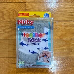 Nuby Gray and Blue Teether Sock NWT